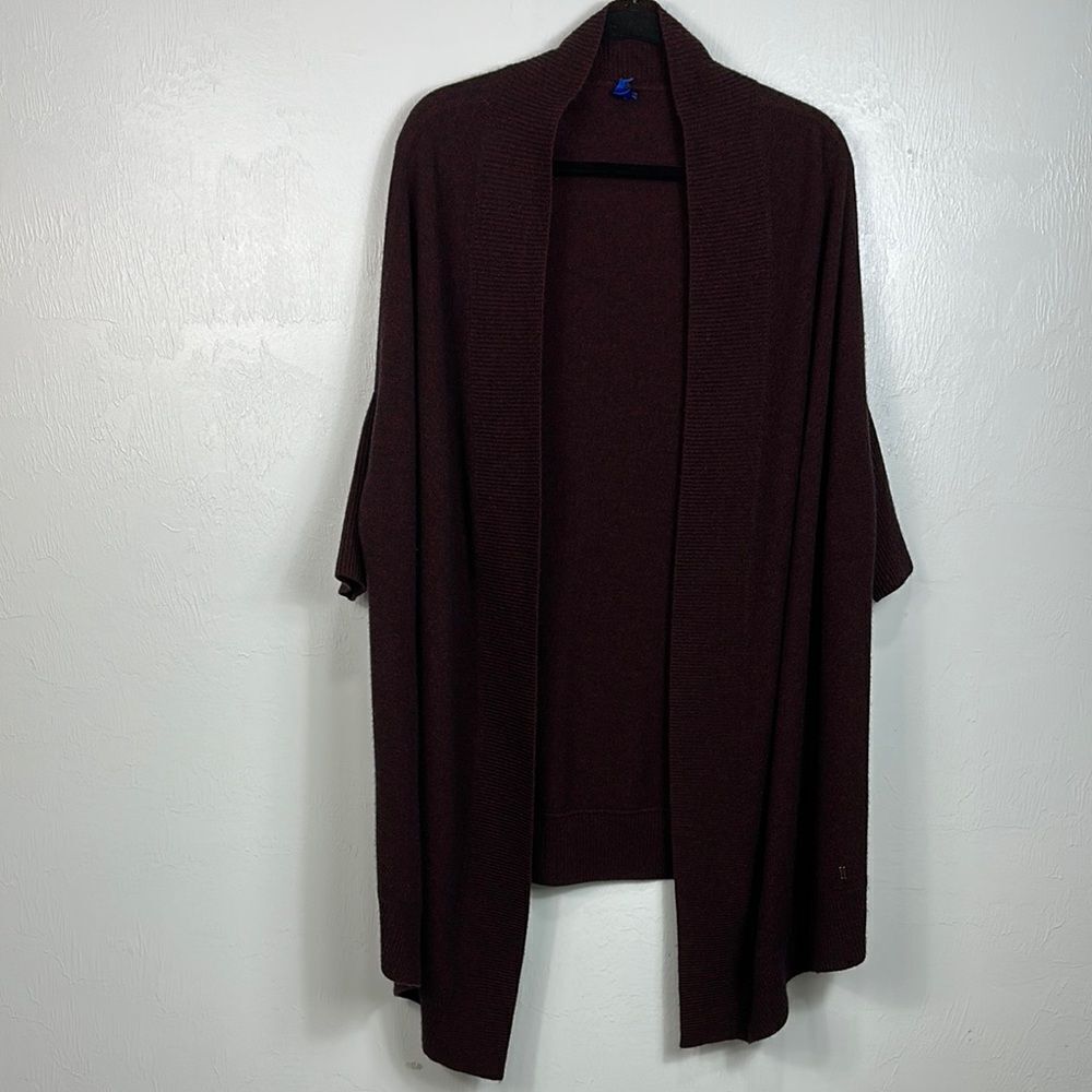Kit And Ace 3/4 Sleeve Open Front Cardigan In Wine Burgundy Size M/L